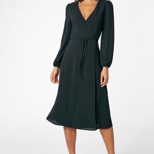 Black wrap midi dress